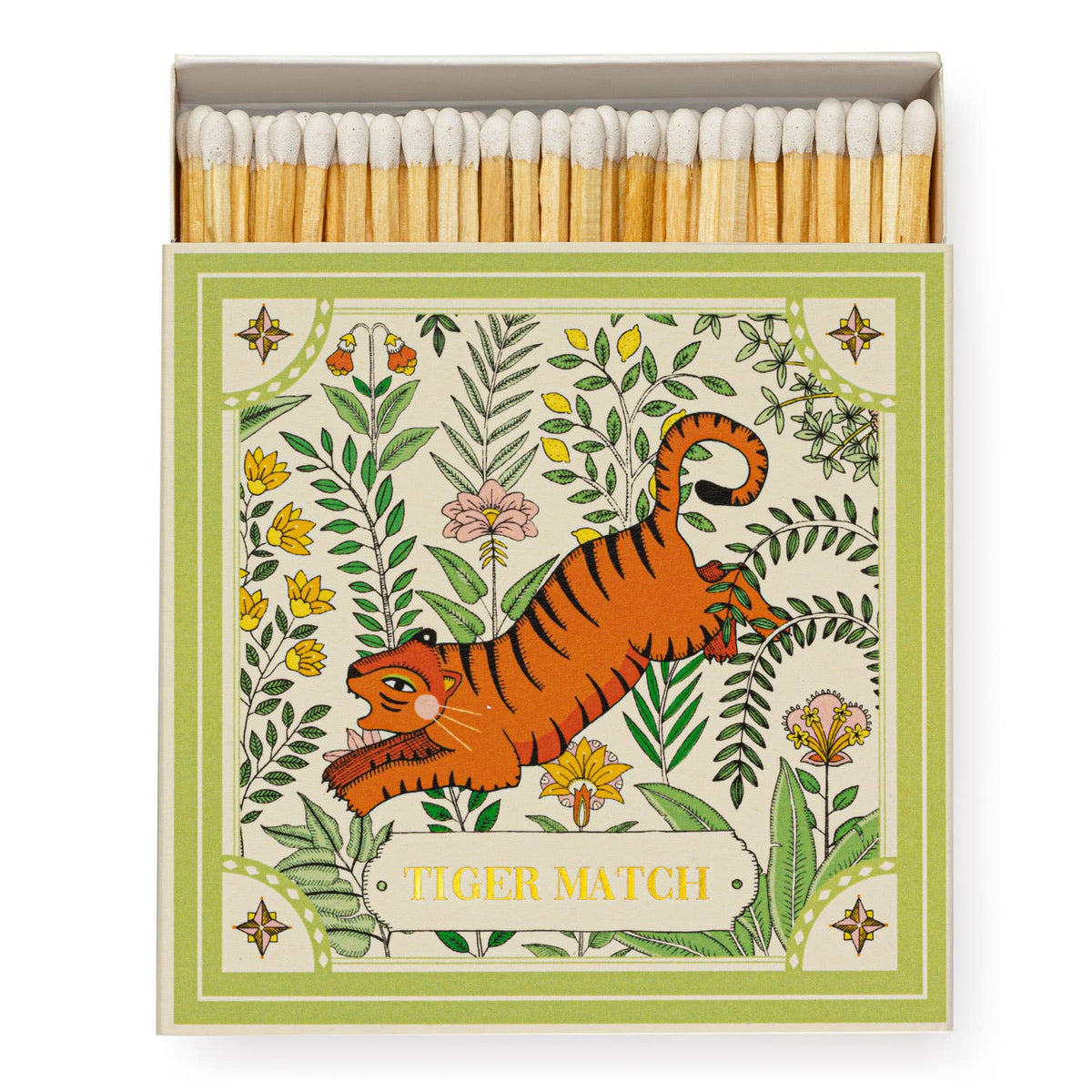 Green Tiger | Square - Safety Matches - Goldenfinch Boutique