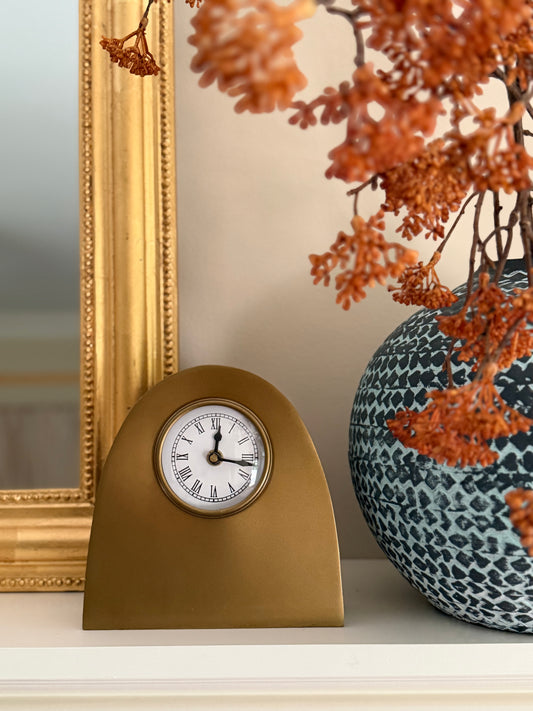 Arched Metal Mantel Clock, Antique Gold - Goldenfinch Boutique