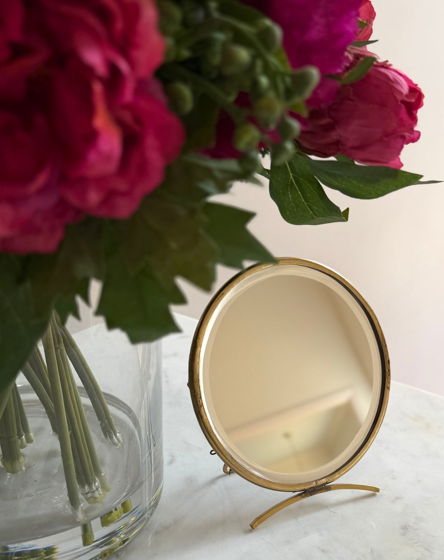 Folding Brass Mirror, Antique Finish - Goldenfinch Boutique