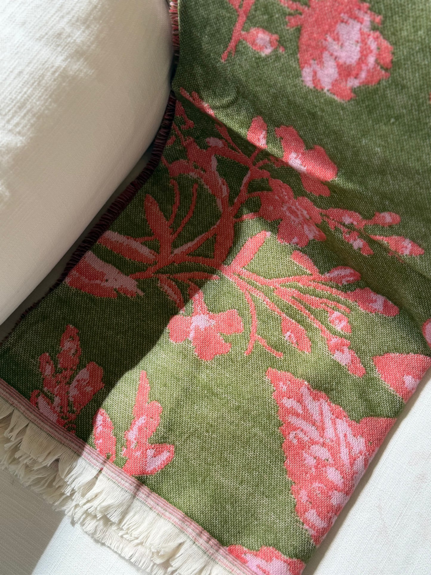 Woven Fabric and Acrylic Jacquard Throw with Fringe - Goldenfinch Boutique
