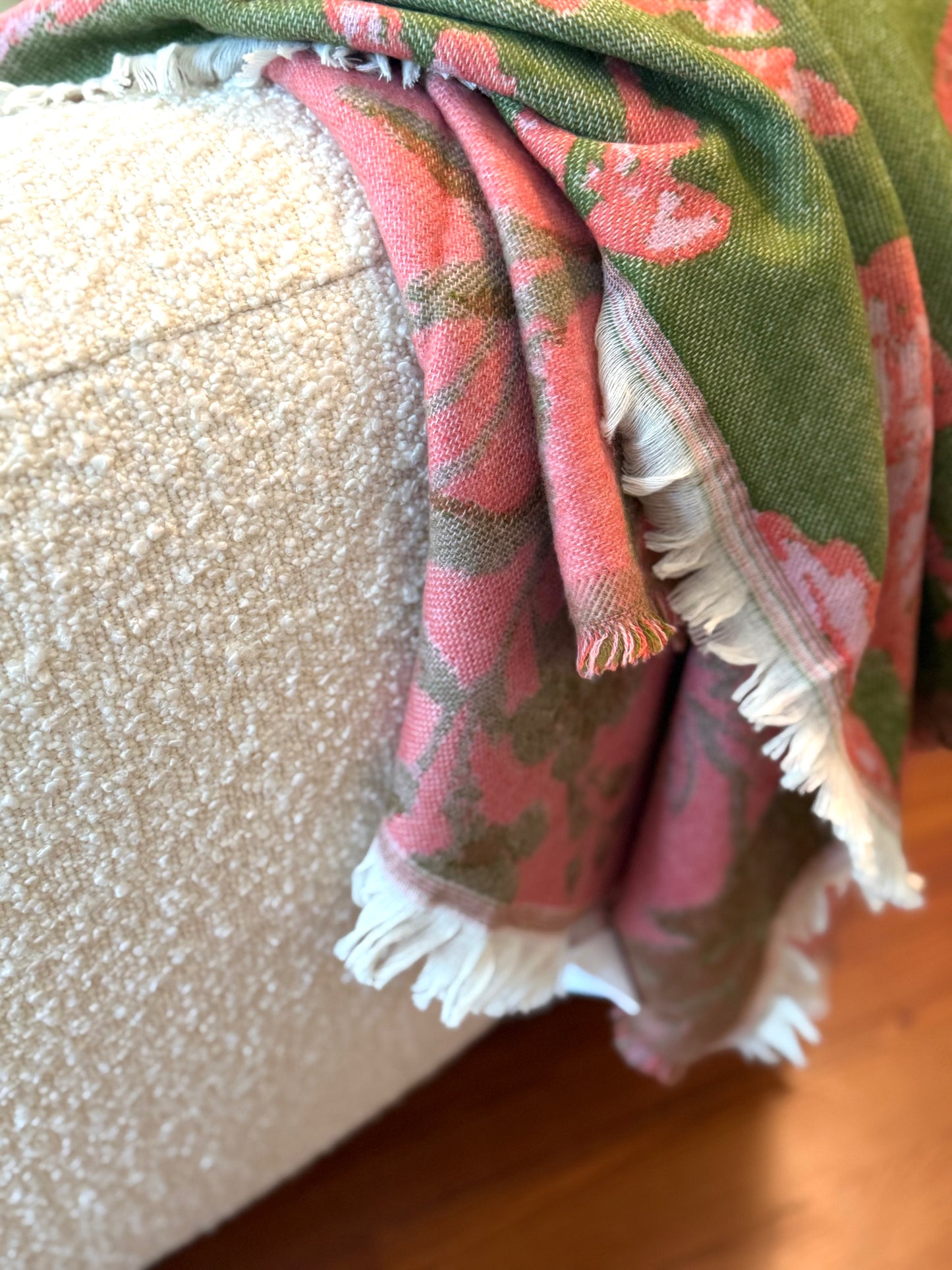 Woven Fabric and Acrylic Jacquard Throw with Fringe - Goldenfinch Boutique