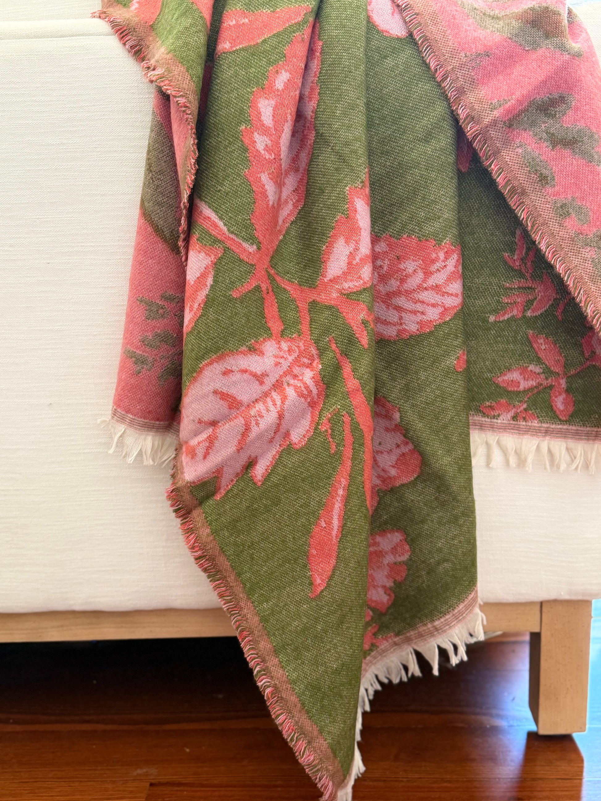 Woven Fabric and Acrylic Jacquard Throw with Fringe - Goldenfinch Boutique