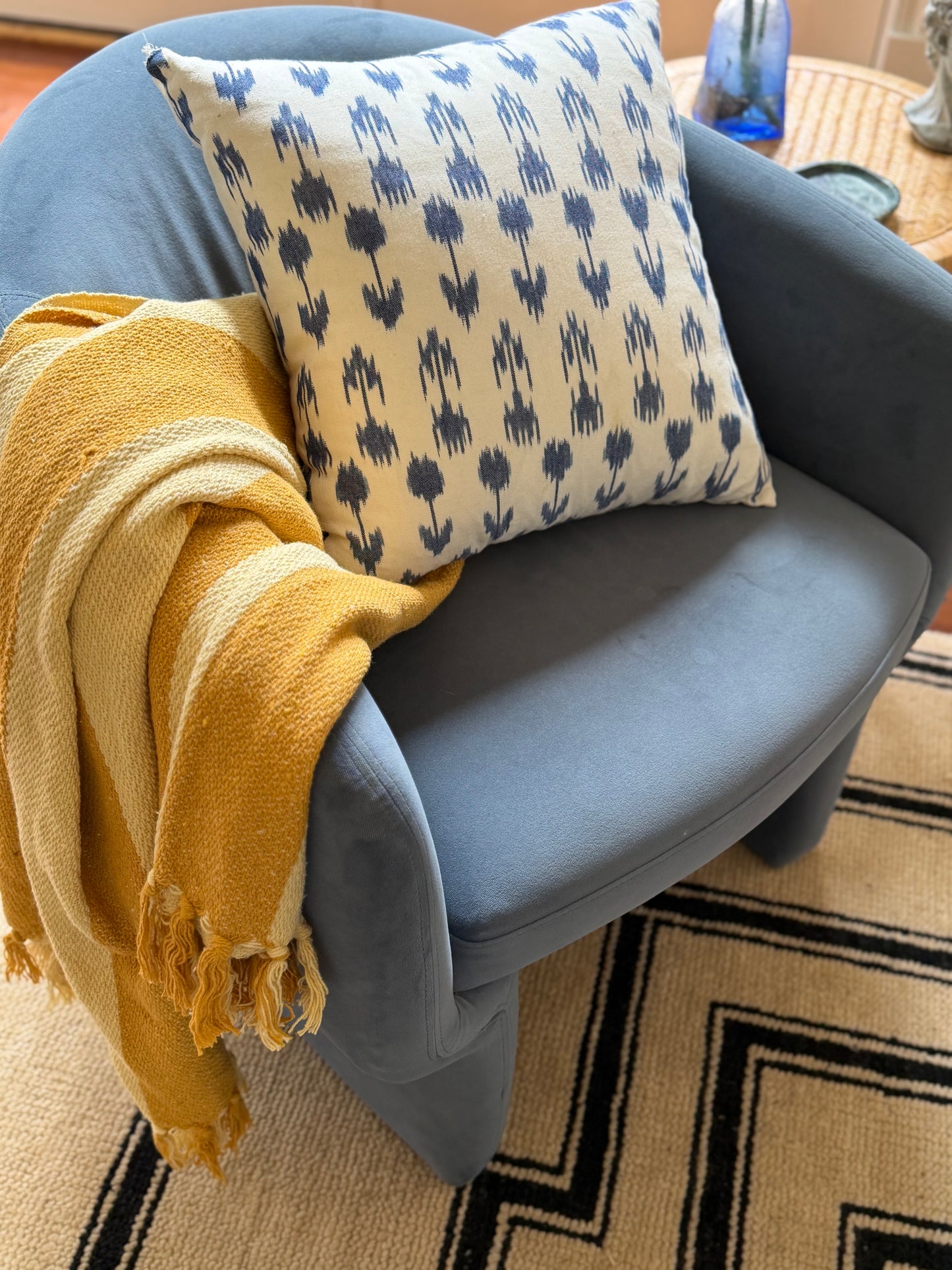 Woven Recycled Cotton Blend Striped Throw with Fringe - Goldenfinch Boutique