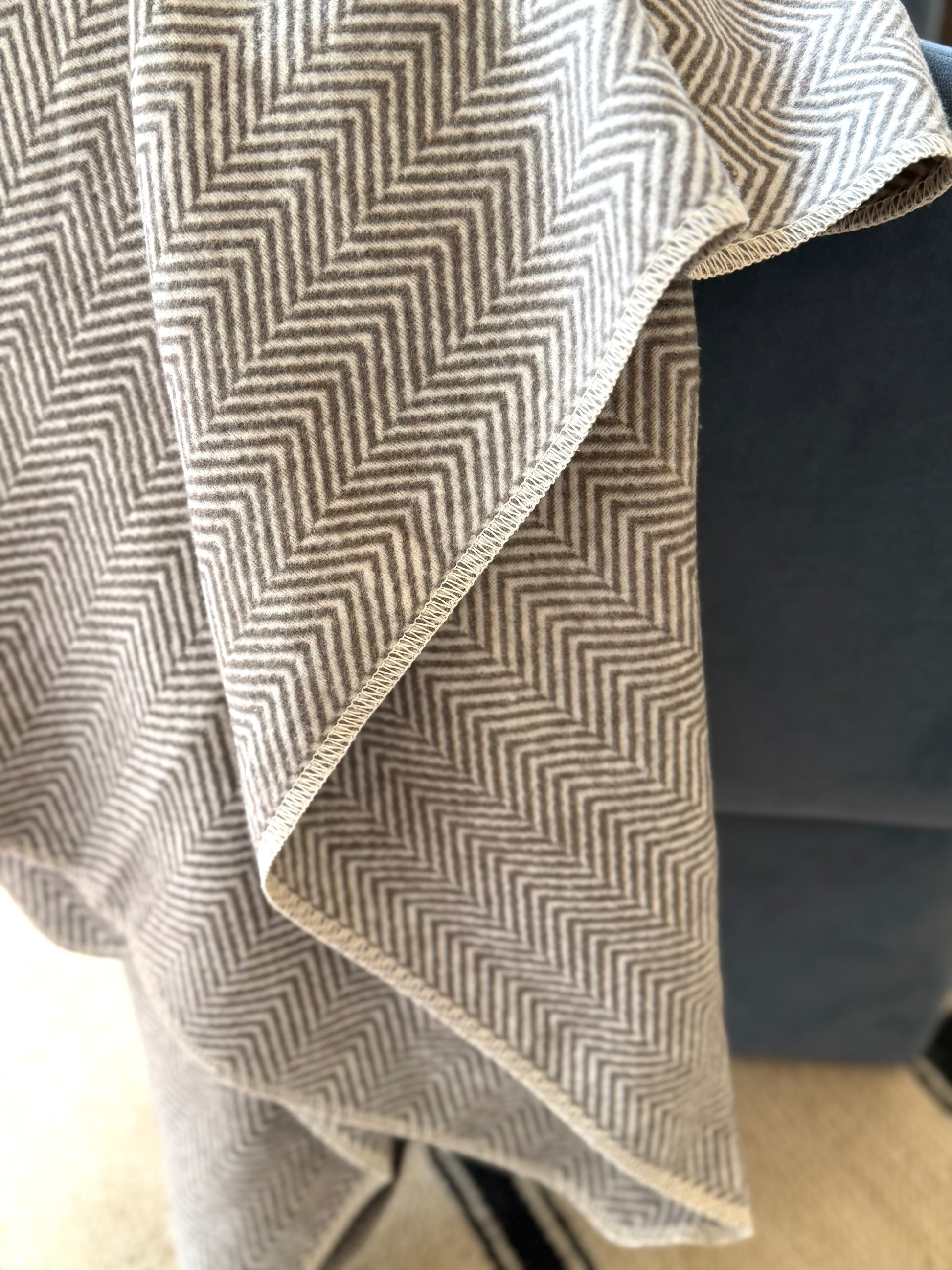 Recycled Brown Herringbone Throw Blanket - Goldenfinch Boutique