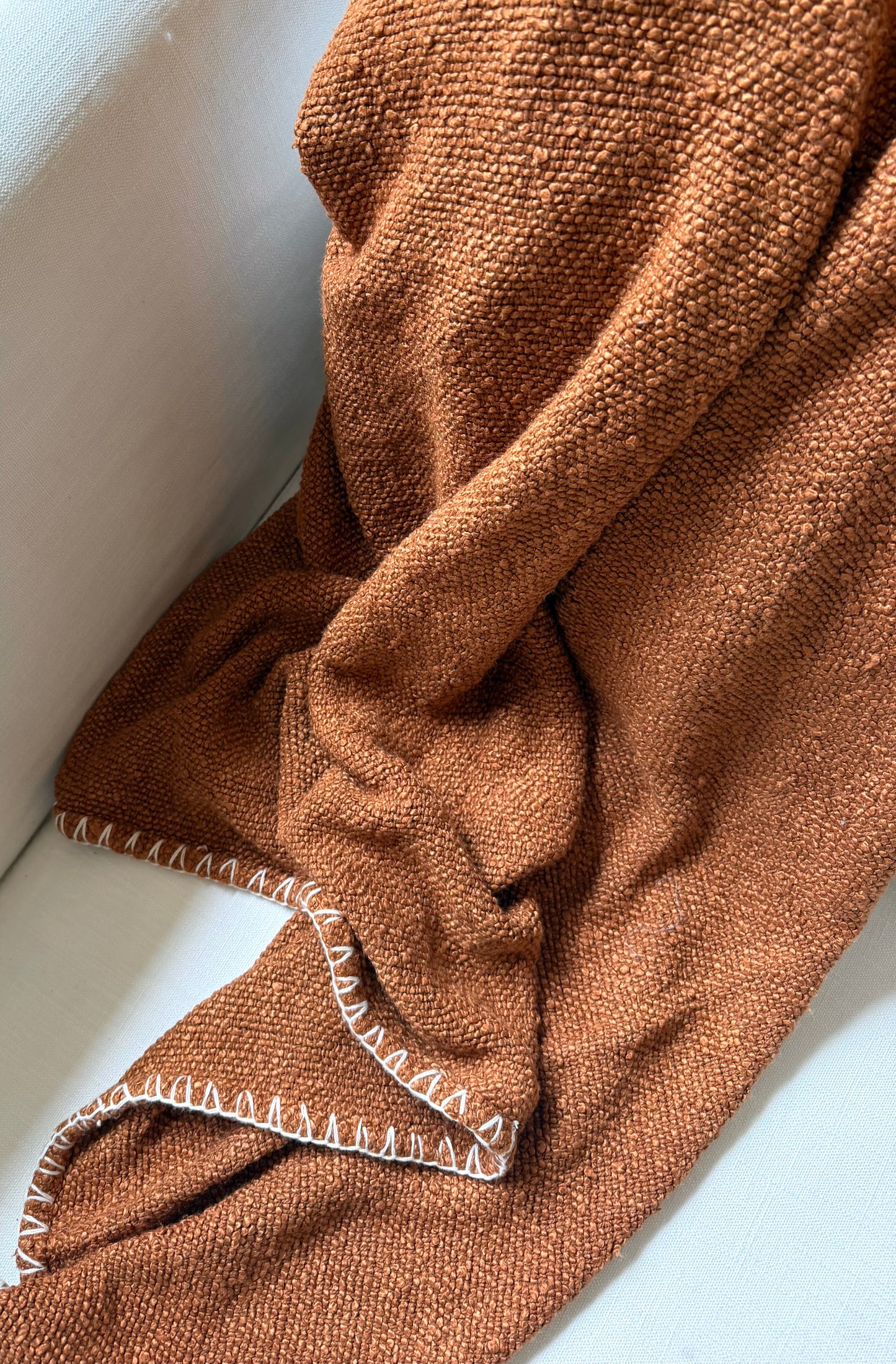 Rust Orange Boucle Throw - Goldenfinch Boutique