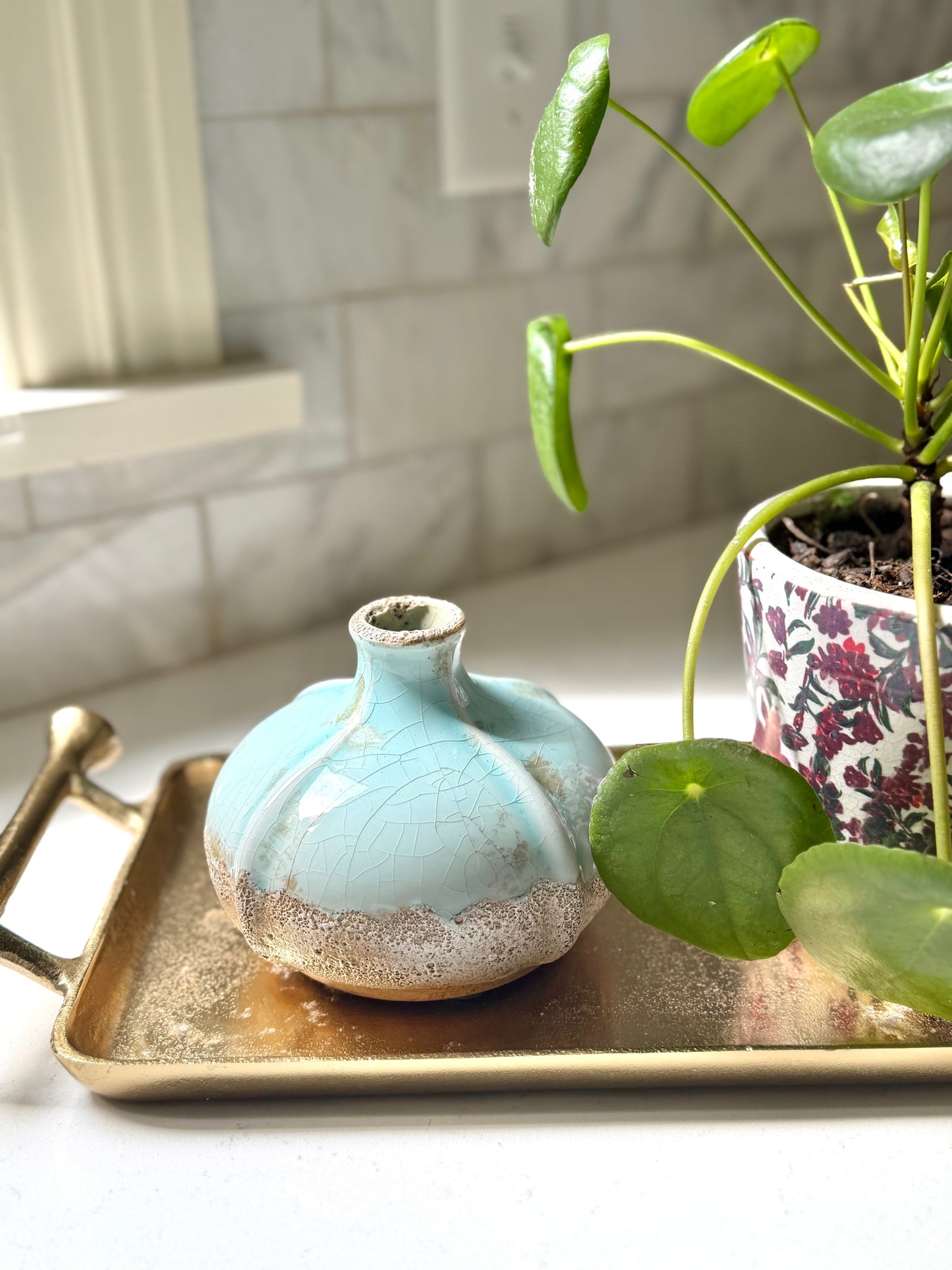 Distressed Terra Cotta Vase, Blue - Goldenfinch Boutique