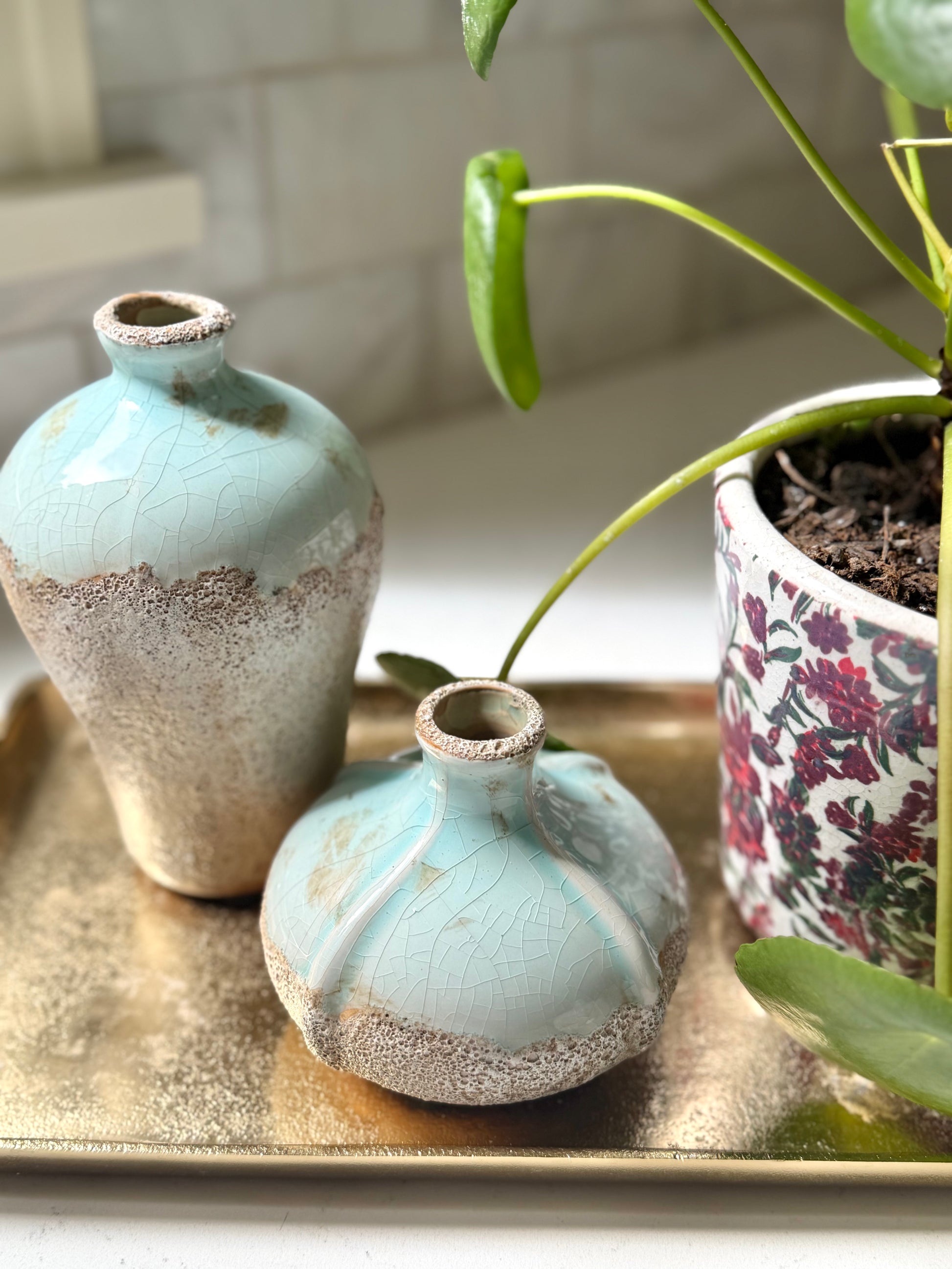 Distressed Terra Cotta Vase, Blue - Goldenfinch Boutique