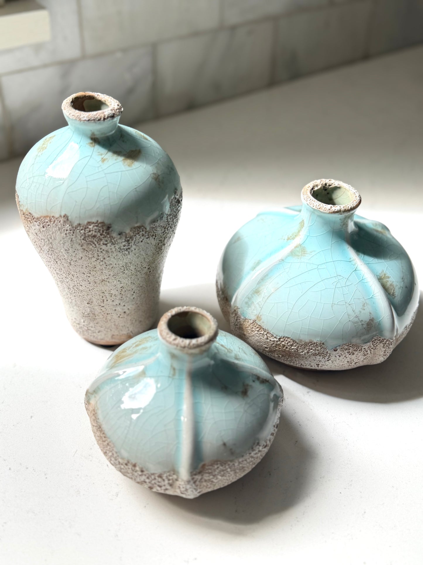 Distressed Terra Cotta Vase, Blue - Goldenfinch Boutique