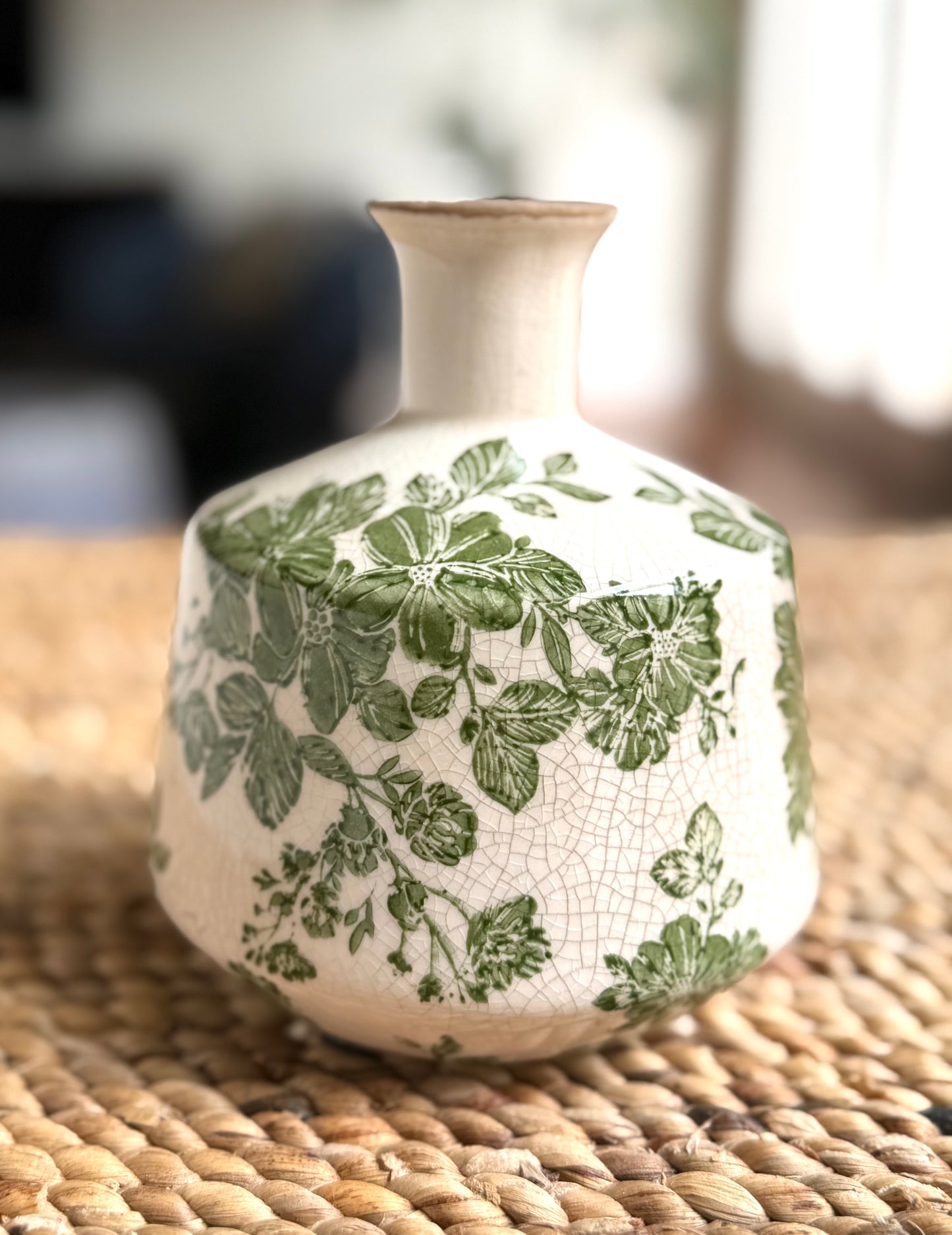 Hand-Painted Stoneware Vase with Botanicals - Goldenfinch Boutique