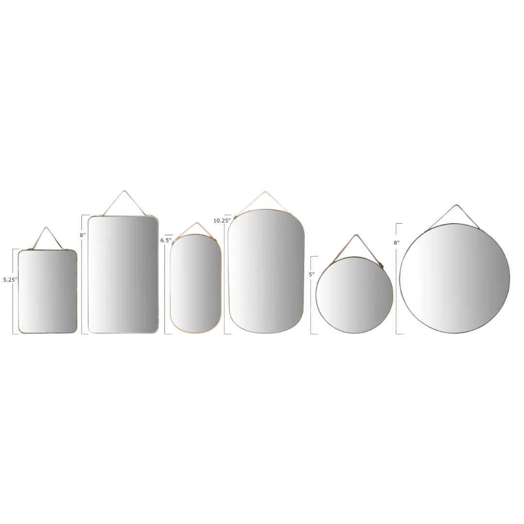 Velvet Edged Wall Mirrors with Hangers, Six Sizes - Goldenfinch Boutique